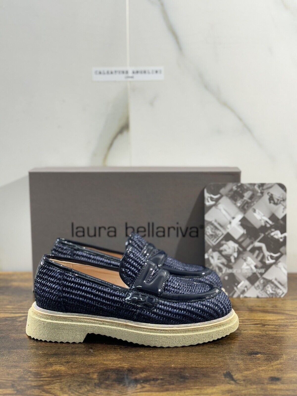 Laura Bellariva Mocassino Donna Blu Pelle E Raffia Extra light 36