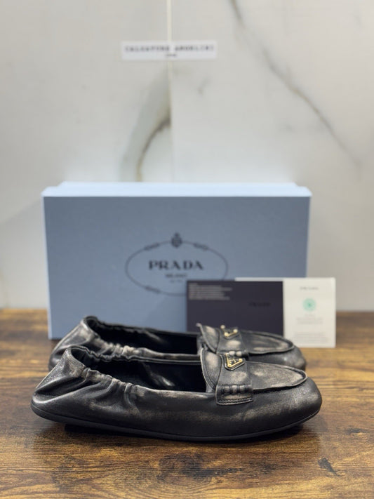 Prada Mocassini  In Nappa Nera Vintage  Icon Prada Donna 37
