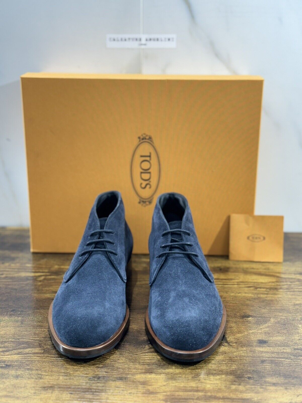 Tod’s Polacco Casual Suede  Pelle Blu Luxury Tod’s Boot Men 41.5