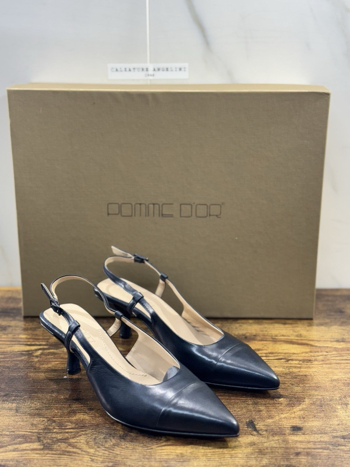 Pomme D’or Sling  Back Pelle Blu  Luxury Handmade Woman Pomme D’or Donna 40