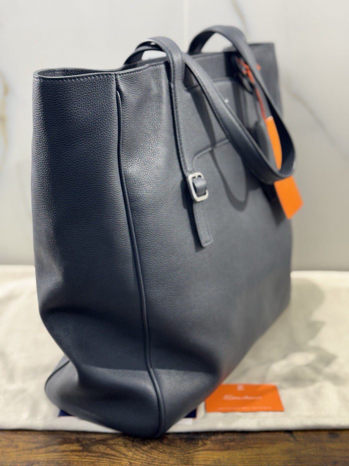 Borsa Santoni Donna Maxy Shopping In Pelle Blu  Luxury Woman Bag Santoni