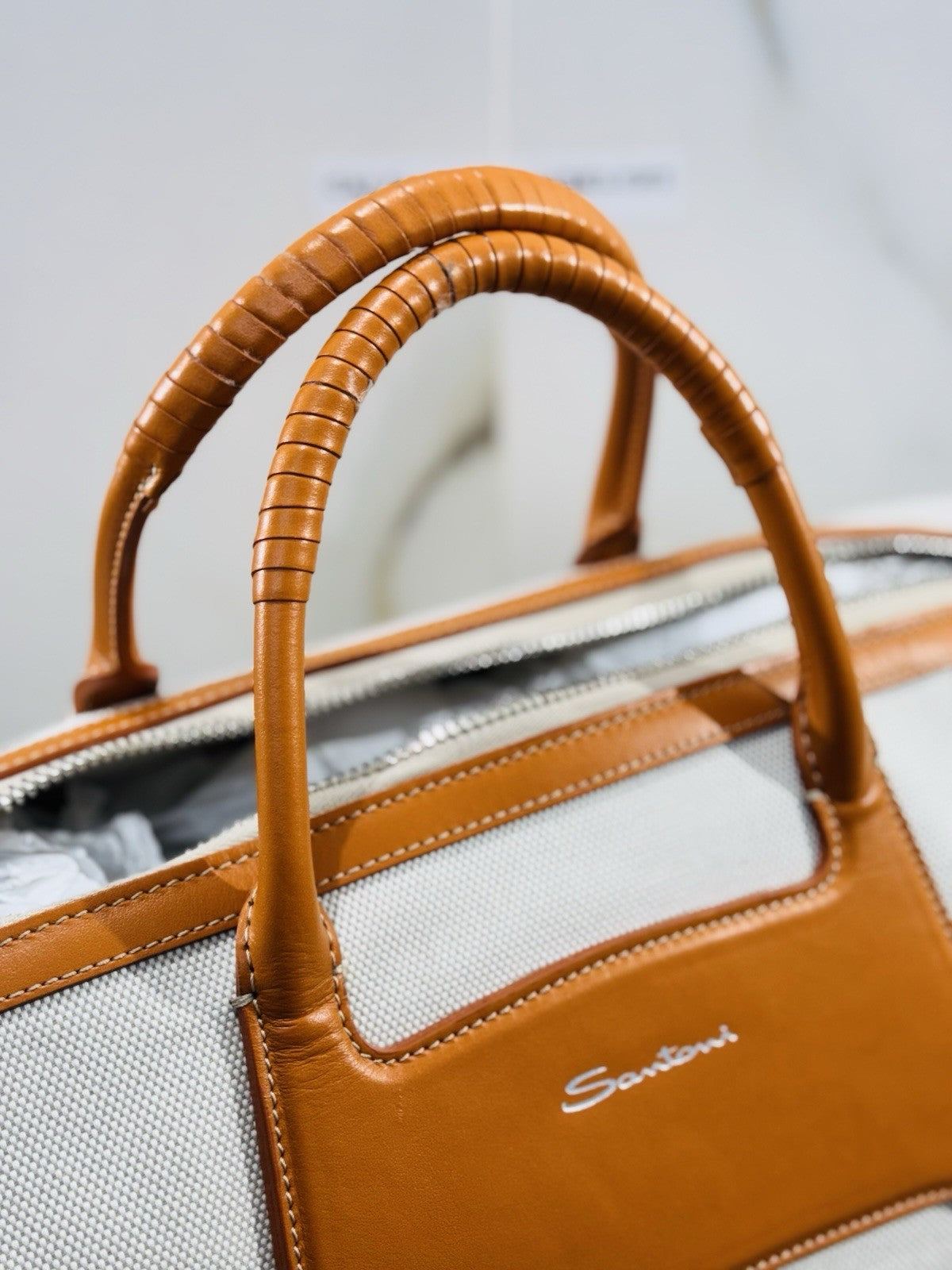 Borsone  Weekend Viaggio Santoni  Travel Bag Santoni Men Business Arancio