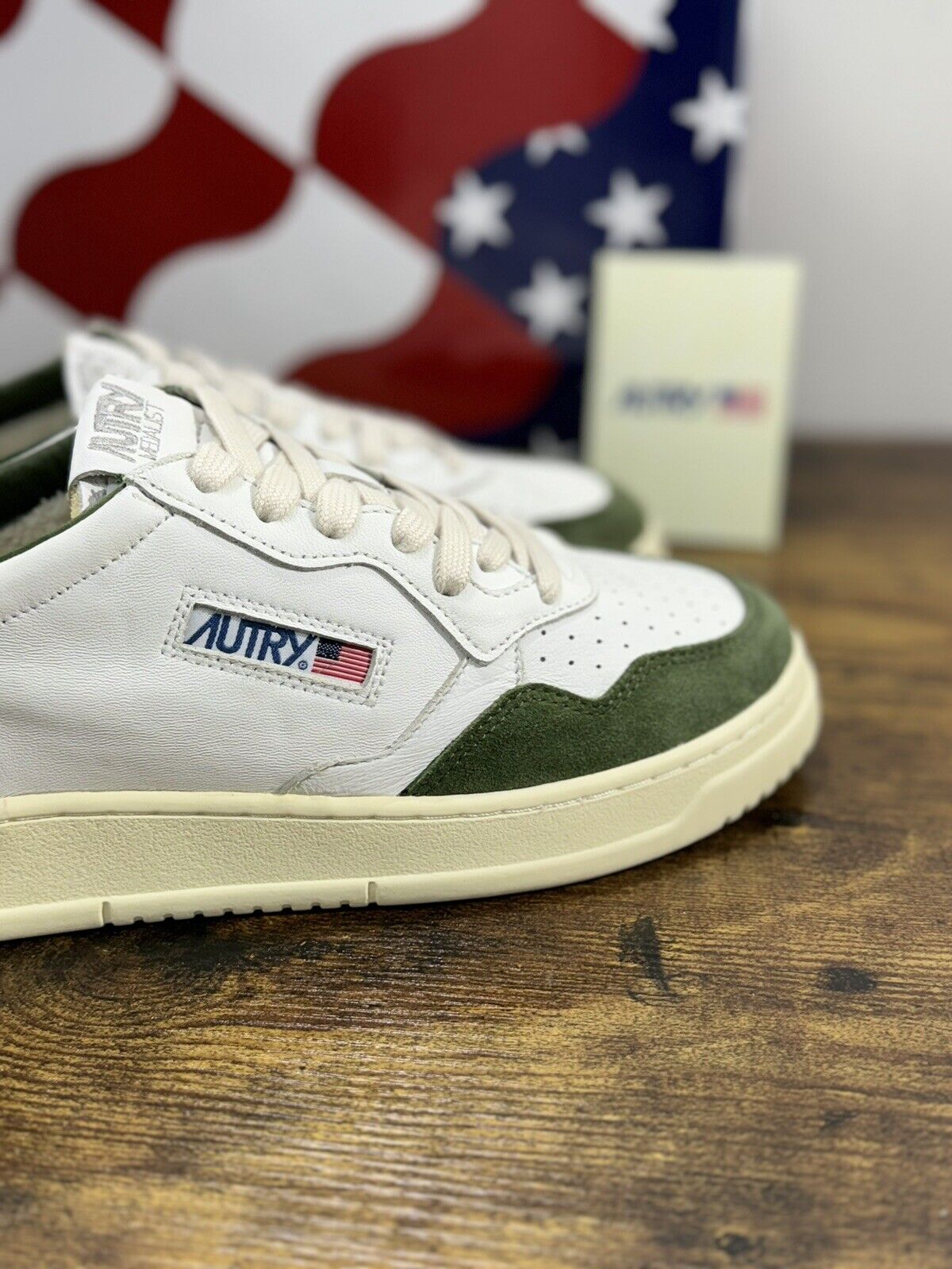 Autry Medalist Low Sneaker Uomo Pelle Bianco Verde Casual Autry Men Shoes 46