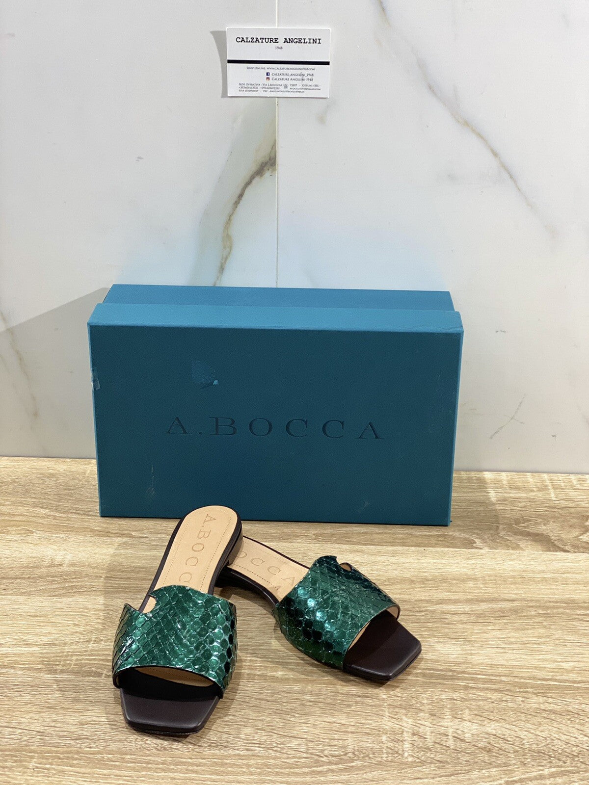 A.bocca Sandalo Donna AB2102 In Pelle Verde  Luxury Sandal Woman 37