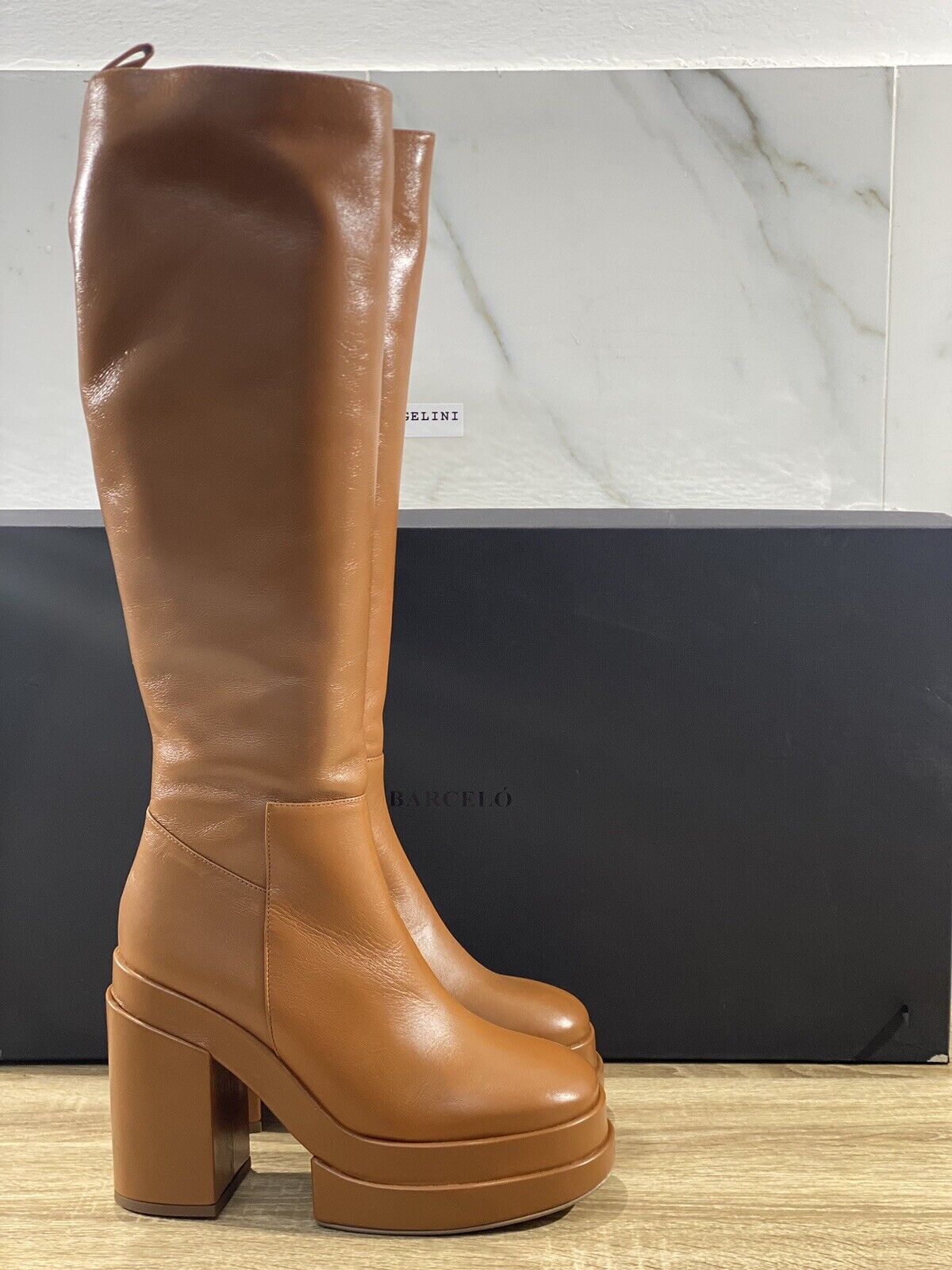 Paloma Barcelo’ Stivale donna saul Pelle  cuoio con tacco luxury boot 38