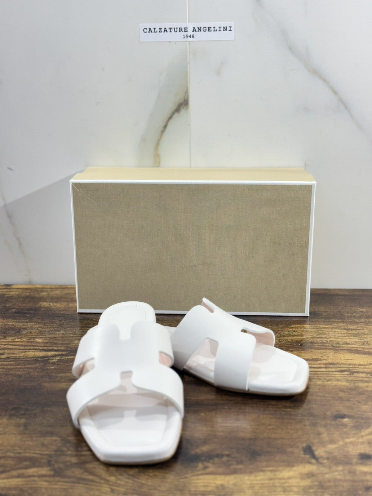 Capri Sandalo Donna In Pelle Bianco      Fatto A Mano In Italia Fondo Cuoio 39