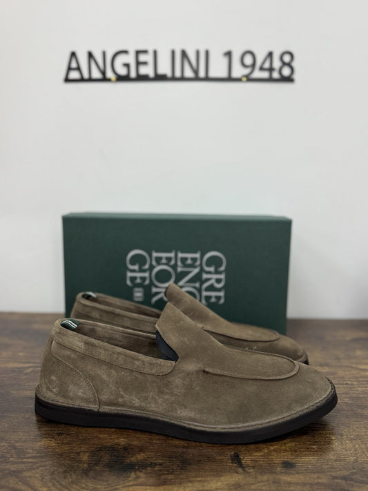Green George Mocassino Summer Walk  Suede Tortora  Handmade In Italy Uomo 45