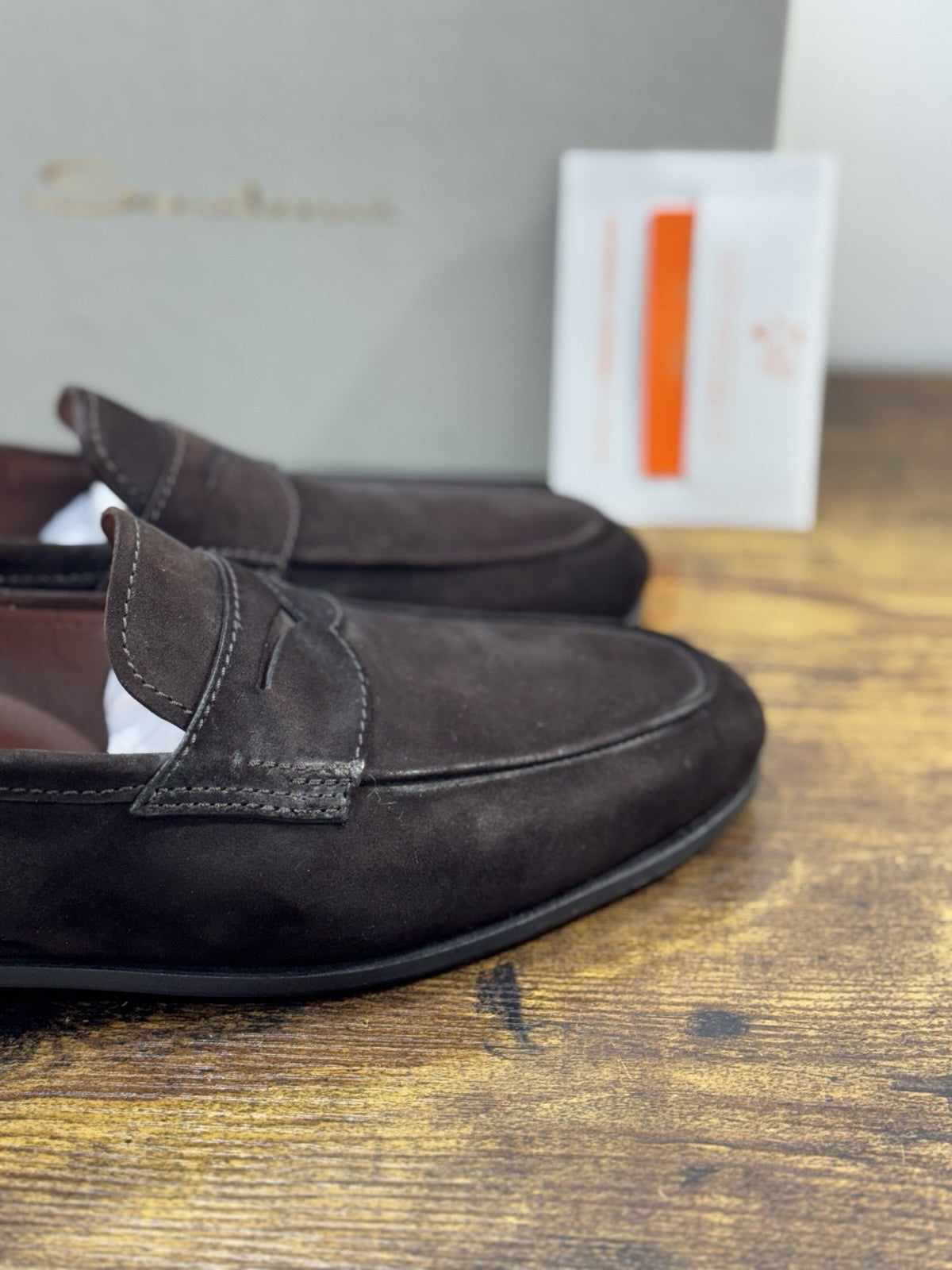 Santoni Mocassino Goodyear Flex Pelle Marrone  Luxury Santoni Scarpa Uomo 41.5