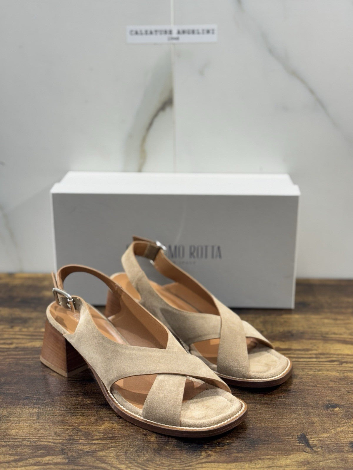 Guglielmo Rotta Sandalo Suede Beige Con Tacco Top Quality Made In Italy Donna 40
