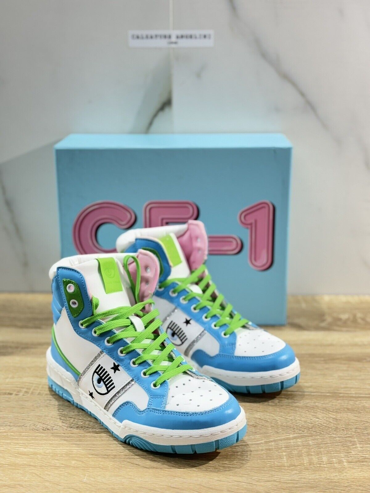 Chiara Ferragni Sneaker CF1 High Top Donna Celeste  Casual 38