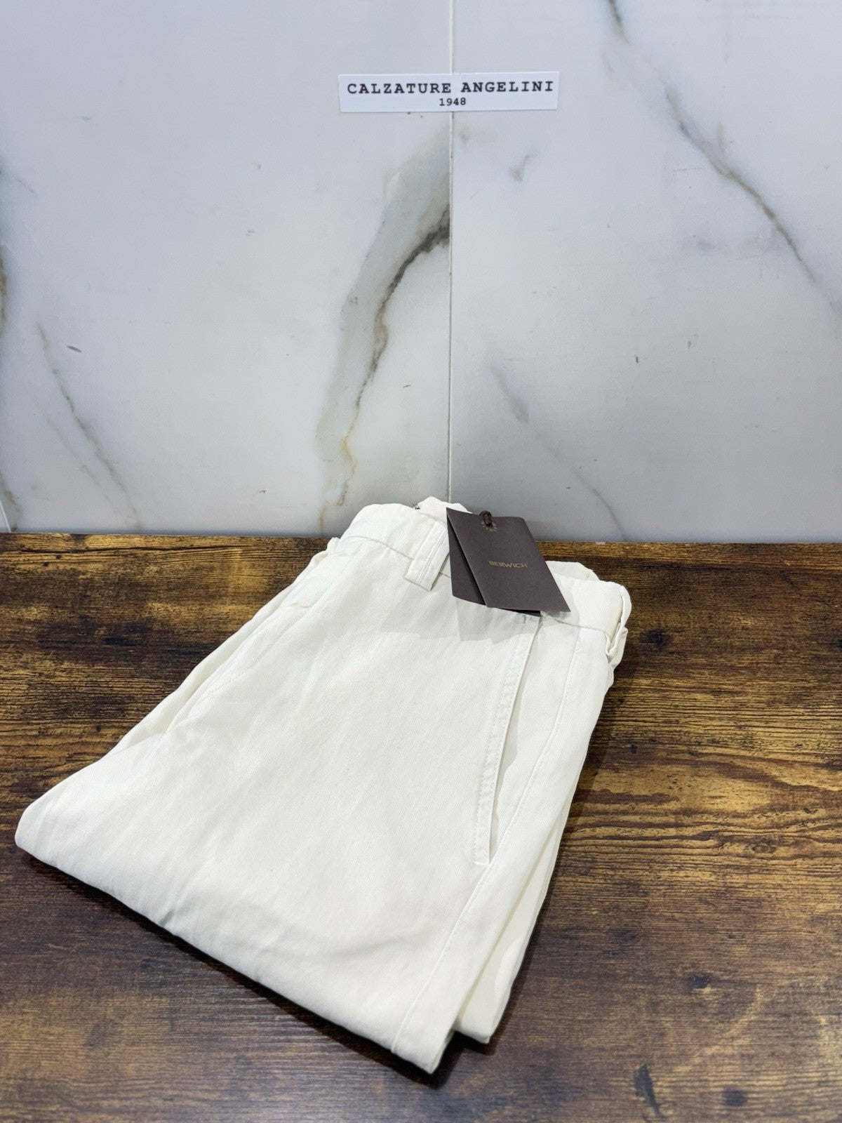 Berwich Pantalone Cotone E Lino Chiaia Avorio Made in Italy  Uomo 44