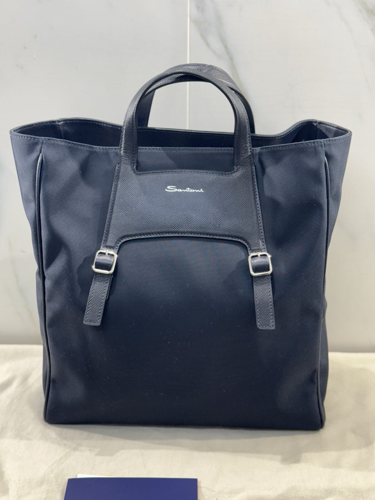Borsa Santoni Uomo  Double Shopping Pelle E Tessuto   Luxury Men Bag Santoni