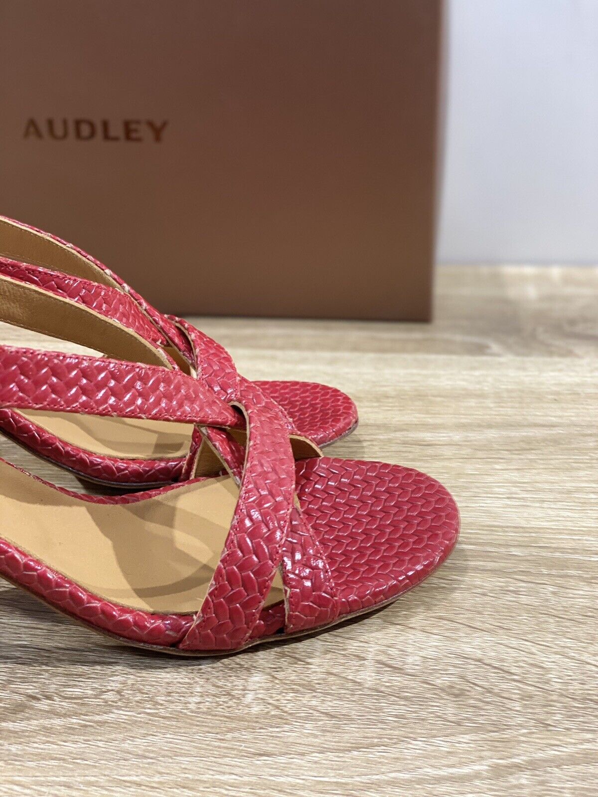 Audley London Sandalo Donna In Pelle Rossa Con Tacco 40