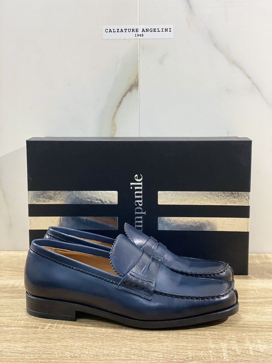 Campanile Mocassino Uomo T9415 In Pelle Blu Luxury Campanile Loafer 43