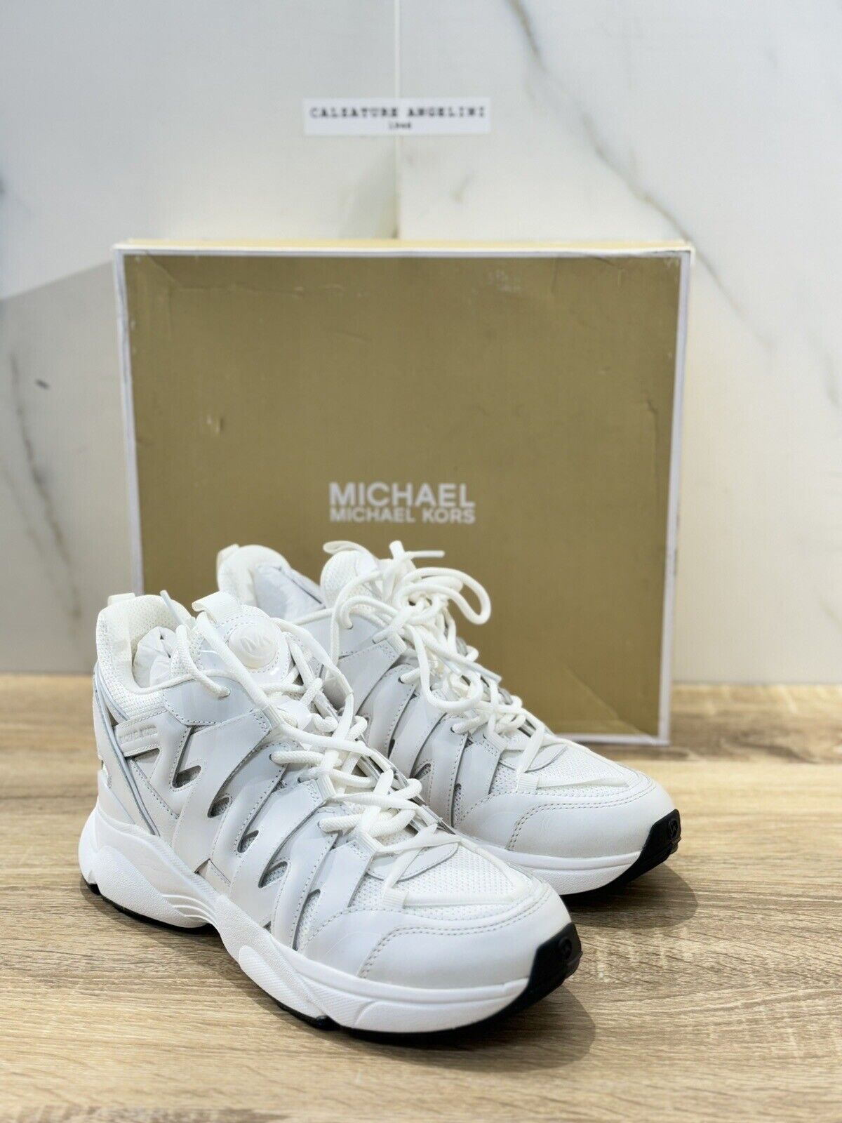 Michael Kors sneaker donna Hero  Trainer   Lace Up Pelle Bianca 38