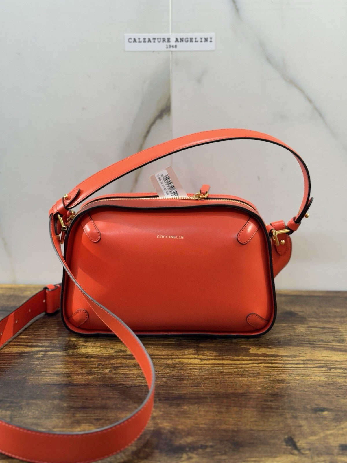Coccinelle Borsa Maleta Pelle Corallo  100% Pelle Made In Italy Donna