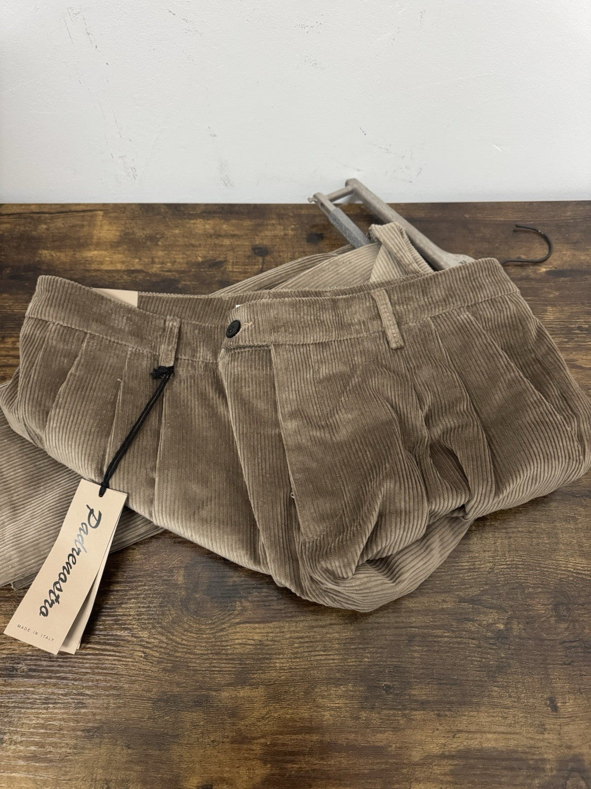 Padrenostro Pantalone In Velluto Cotone 100% Made In Italy Jason Uomo 31