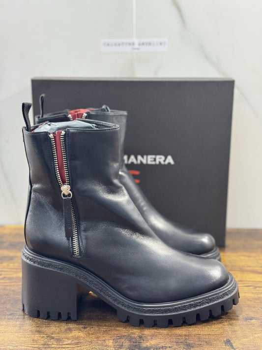 HALMANERA Stivaletto    Pelle Nero  Con Tacco Luxury Made In Italy Donna 41