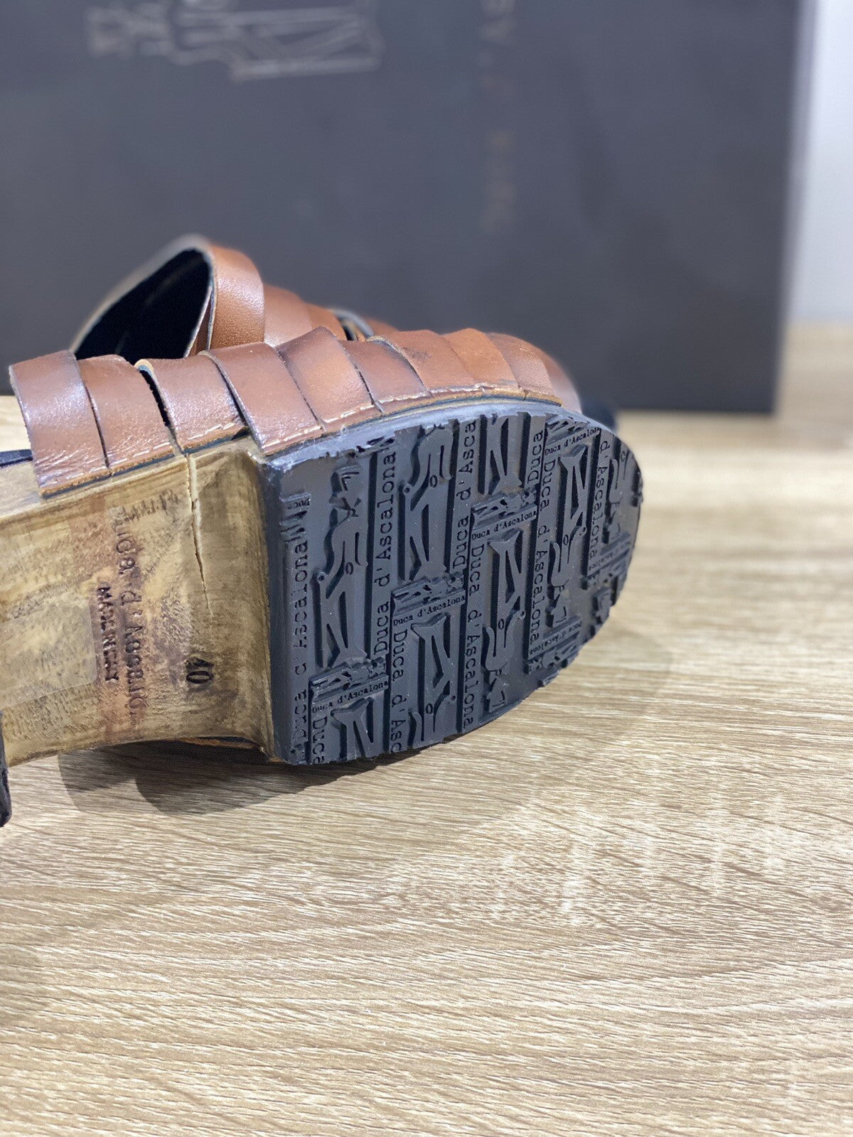 Duca D’ascalona Zoccolo Nanette Donna Fatto A Mano Vero Legno Pelle Cuoio 40