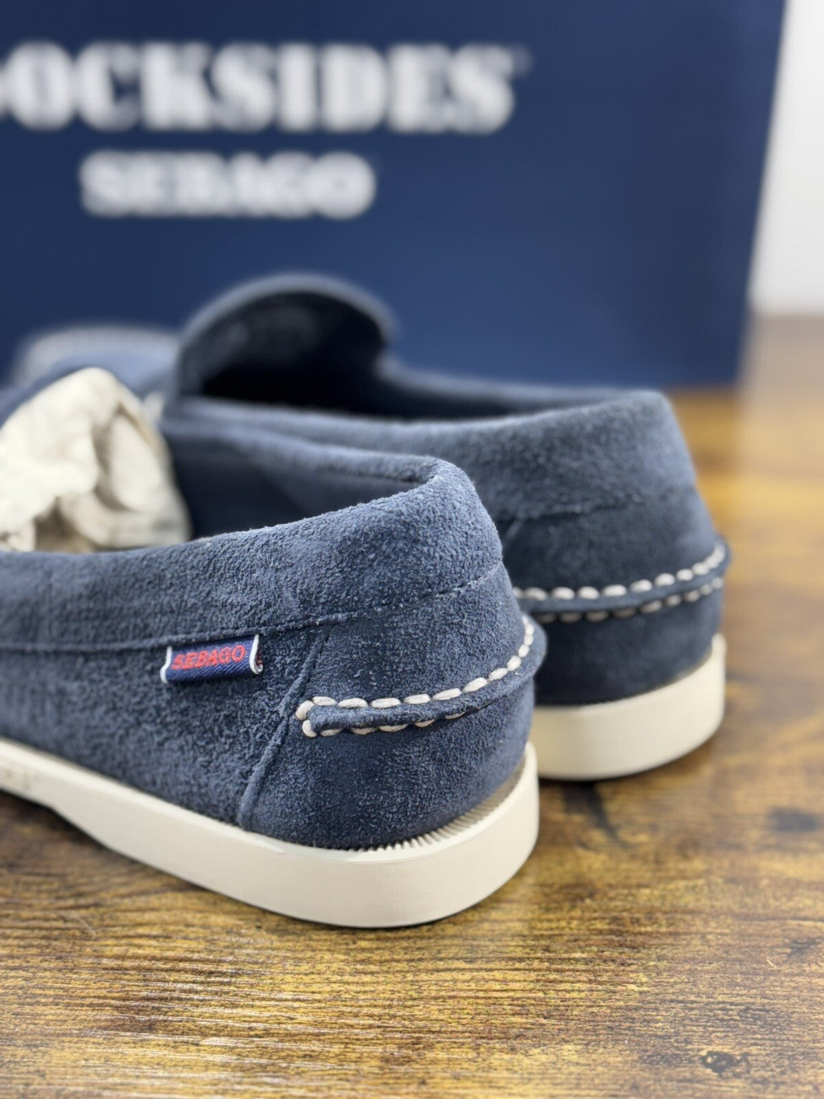 Sebago Docksides Dan Flesh Out Blu Suede   Scarpa Da Barca Uomo Sebago 41