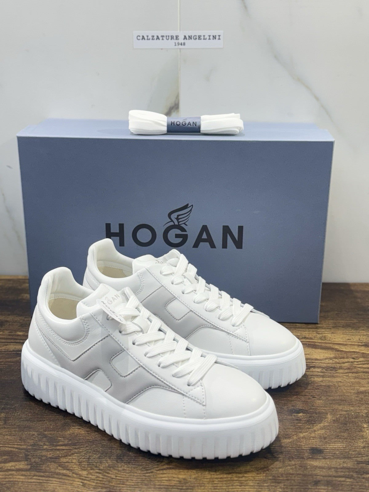 Hogan H-stripes  H Spezzata Pelle Bianca Grey  Memory Foam  Hogan Uomo 43