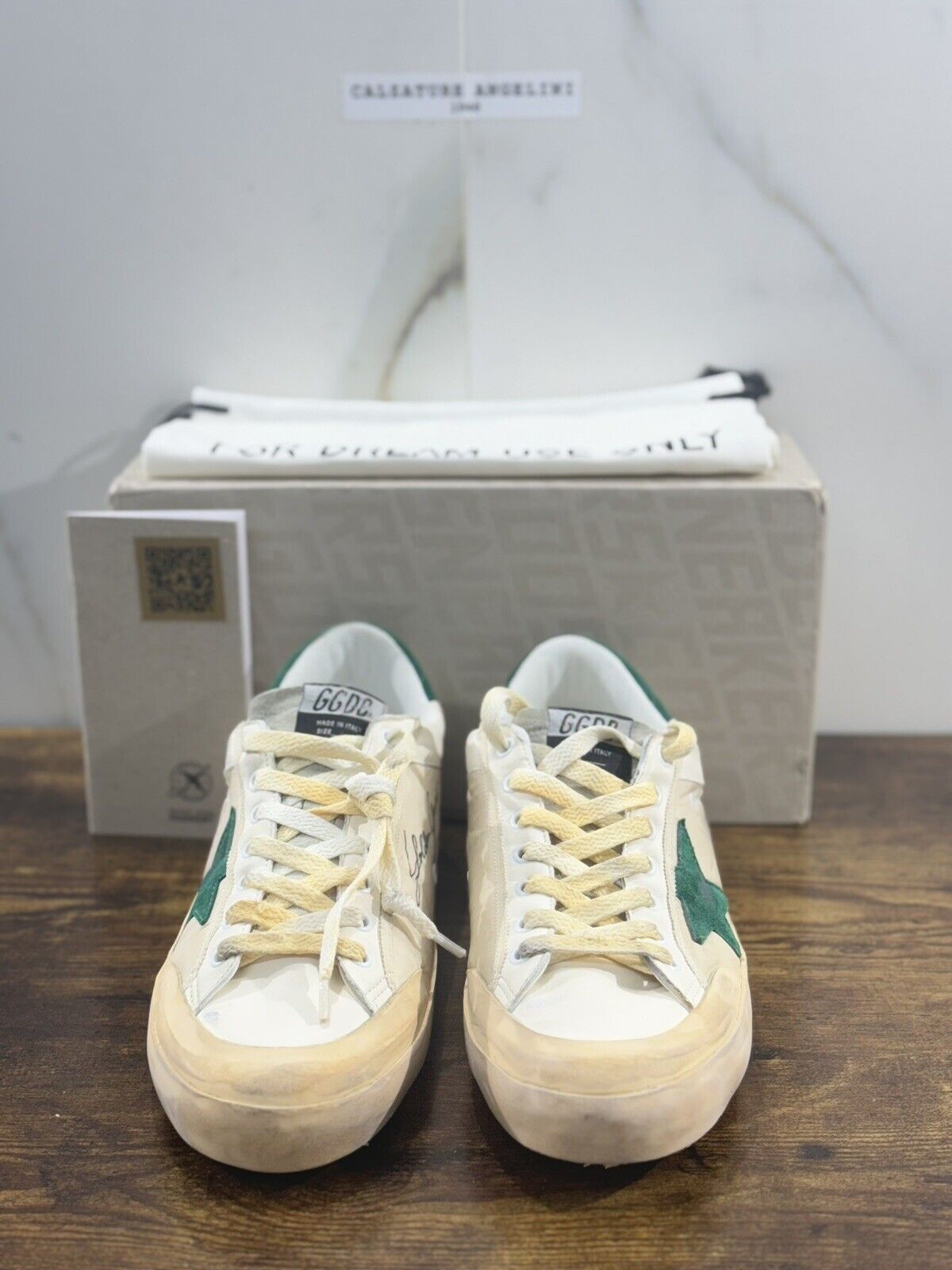 Golden Goose Sneaker Uomo Super Star Penstar Verde Bianca Luxury Men Sneaker 40