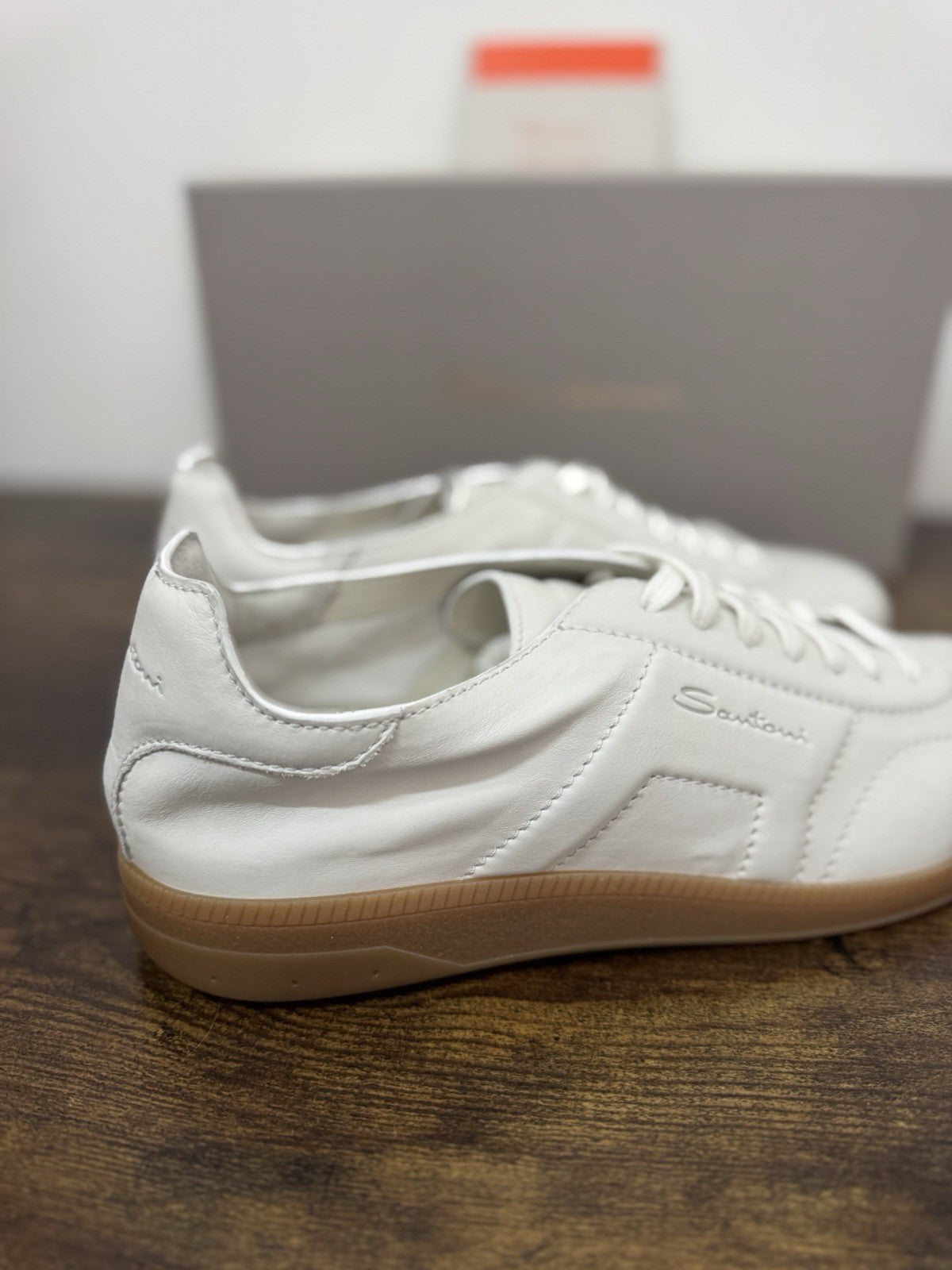 Santoni Sneaker Pelle Bianca Luxury Scarpa Santoni Uomo 42.5