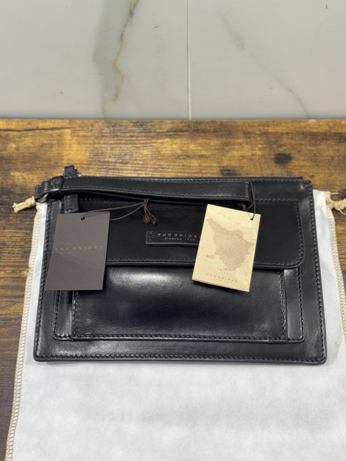 The Bridge Pochette Pelle Nera Da Polso Top Quality The Bridge Uomo