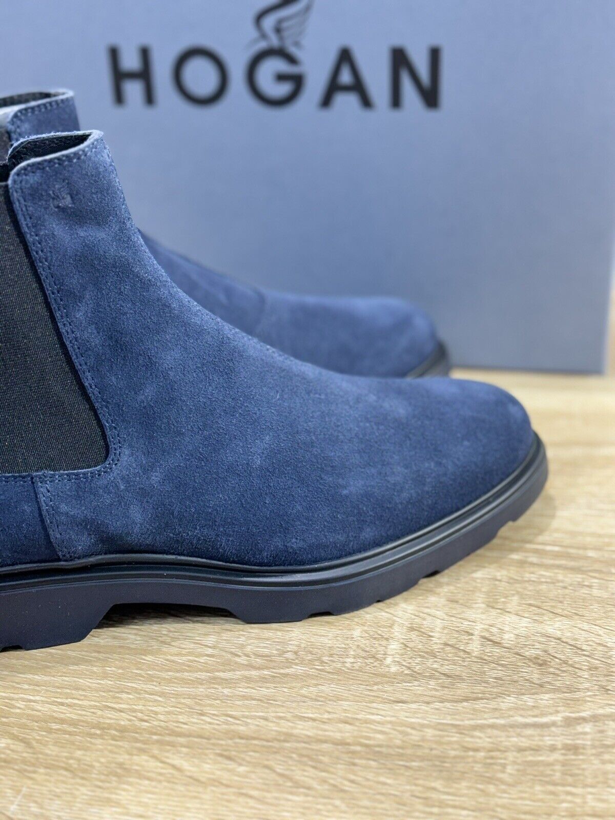 Hogan H393 Chelsea Boot Uomo Suede Blu Extra Light Casual Hogan Boot Men 39