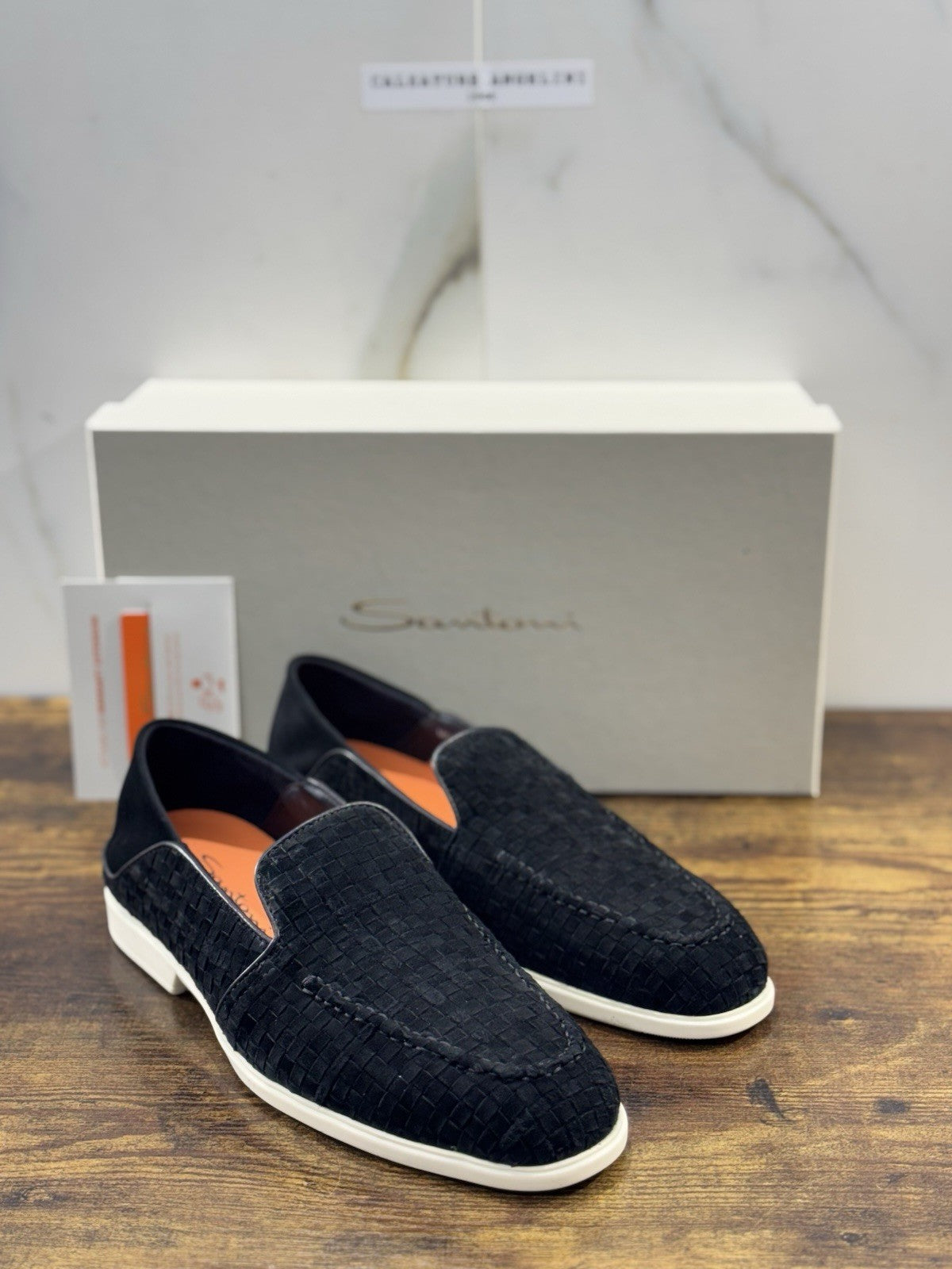 Santoni Mocassino Summer Walk Suede Nero Luxury Santoni Scarpe Uomo 43.5