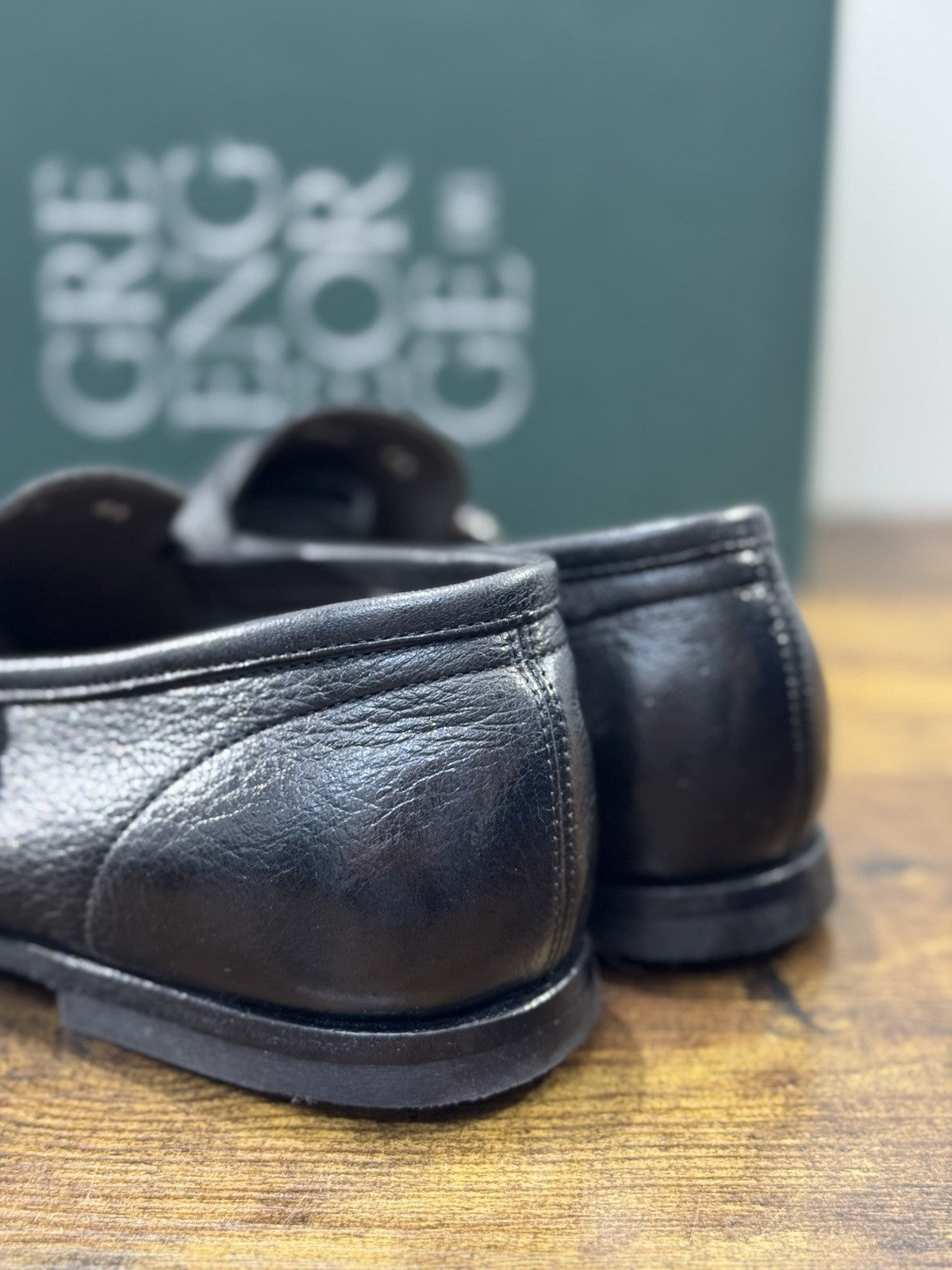 Green George Mocassino Doppia Fibbia Pelle  Cervo Nero Uomo 42.5