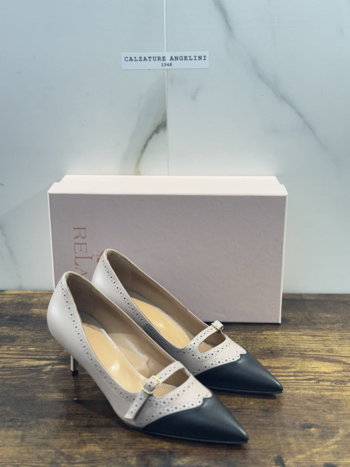 Relac  Décolleté Pelle Poudre Nero Luxury Made In Italy Donna 37.5