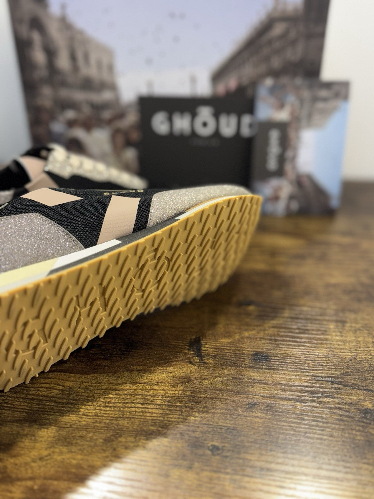 Ghoud Sneaker Donna Rush  Pelle Beige Nero   Casual Woman Sneaker 35