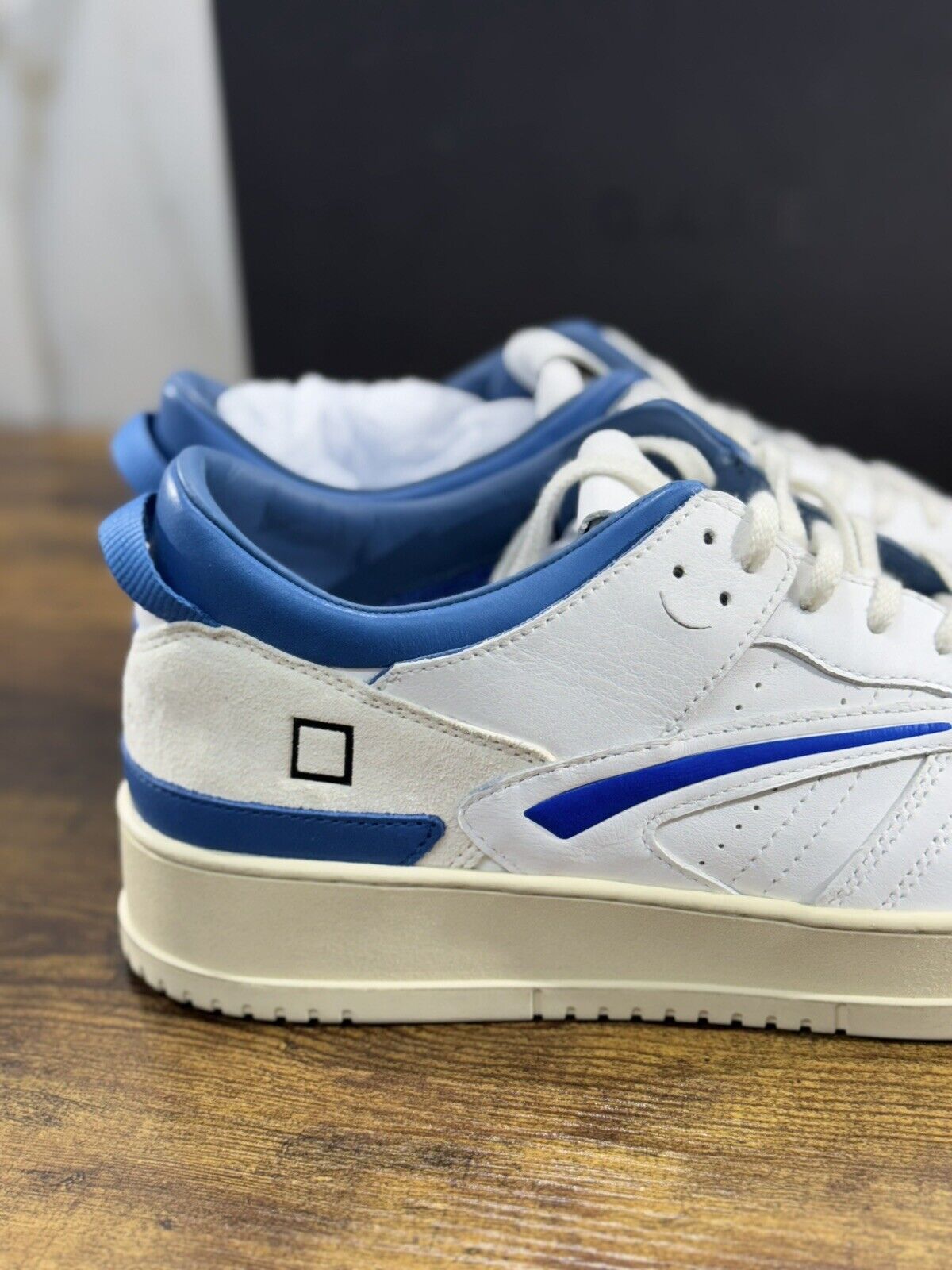 D.A.T.E Torneo White Blue  Uomo  sneaker Pelle Casual Shoes 44