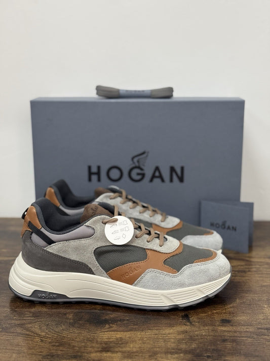Hogan  Hyperlight Sneaker Pelle Grey Cuoio Memory Foam Luxury Hogan Uomo 40.5