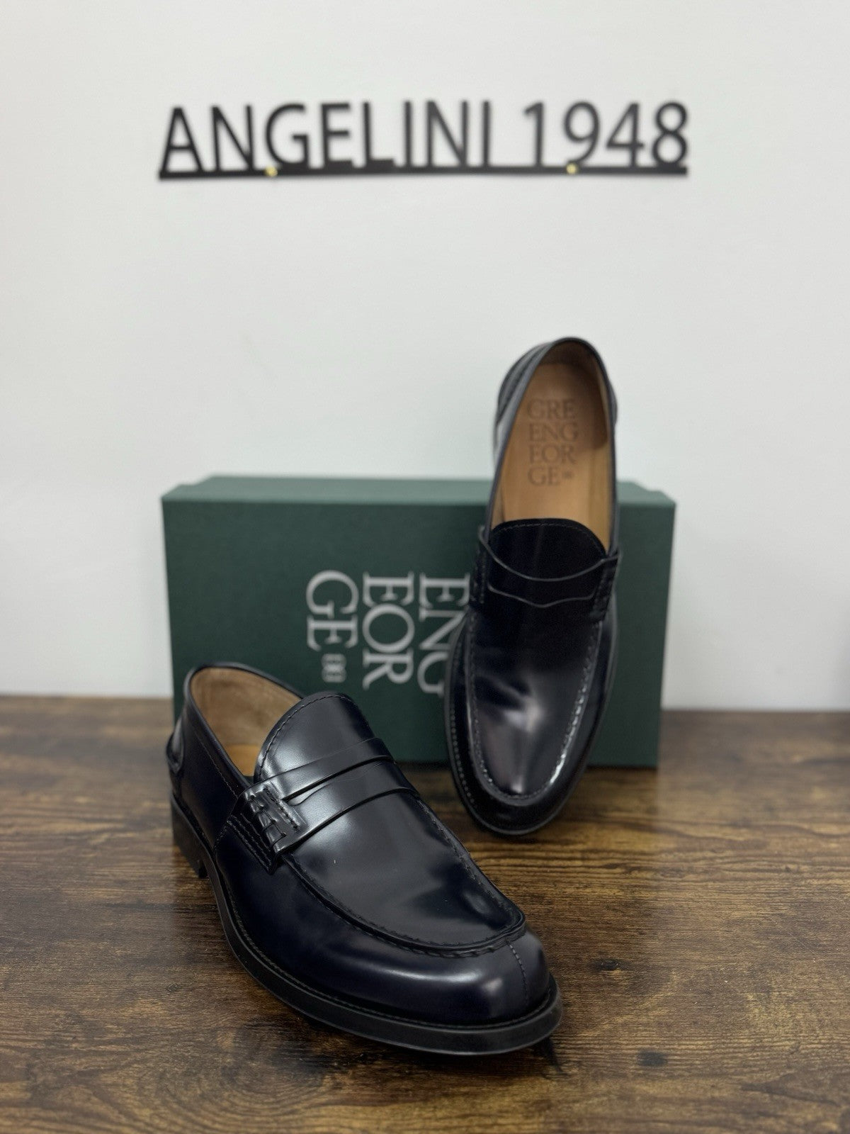 Green George Mocassino College Pelle  Blu   Fondo CuoioHandmade In Italy Uomo 44