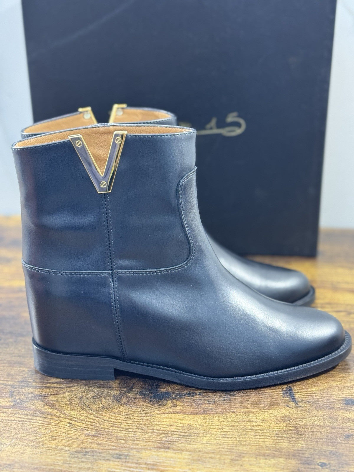 Via Roma 15 Stivaletto  Pelle Nero V Logo     Via Roma Donna 41