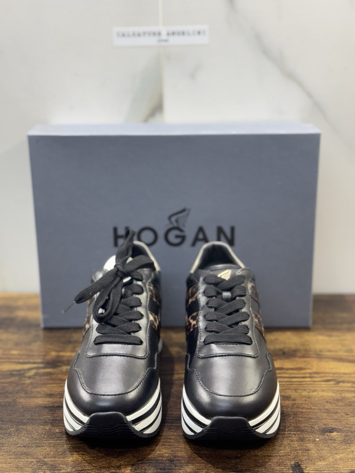 Hogan MIDI Platform Sneaker Pelle Nera Leopard Casual Hogan Donna 36