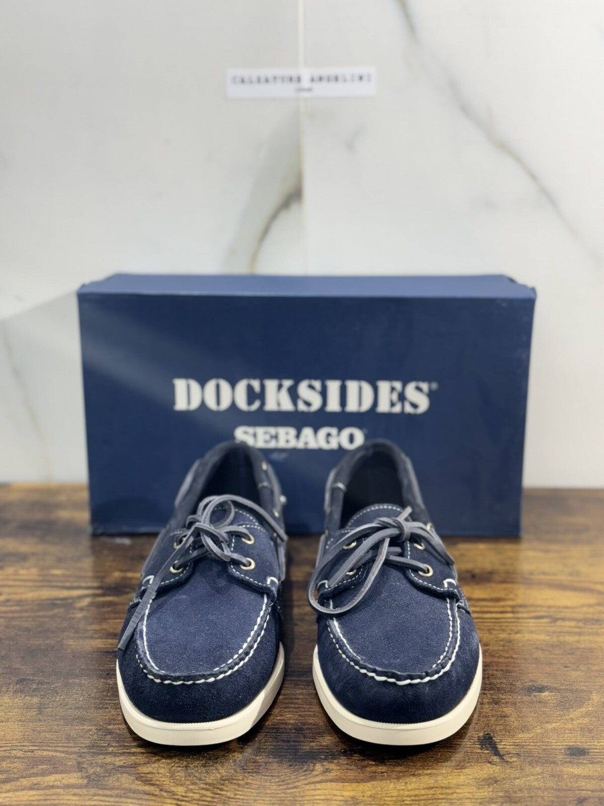 Sebago Docksides Portland Suede Blu   Scarpa Da Barca Uomo Sebago 46.5