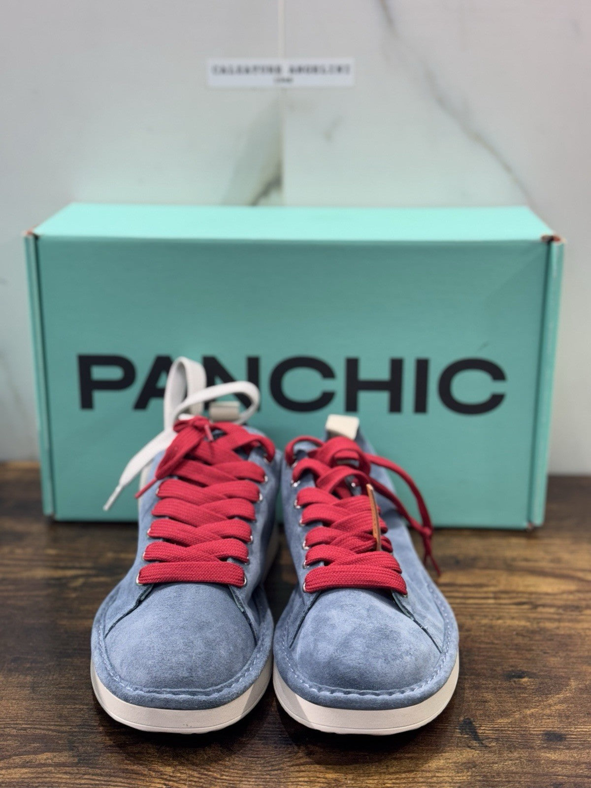Panchic Lace Up Scarpa Suede Red   Blu Casual Uomo 45