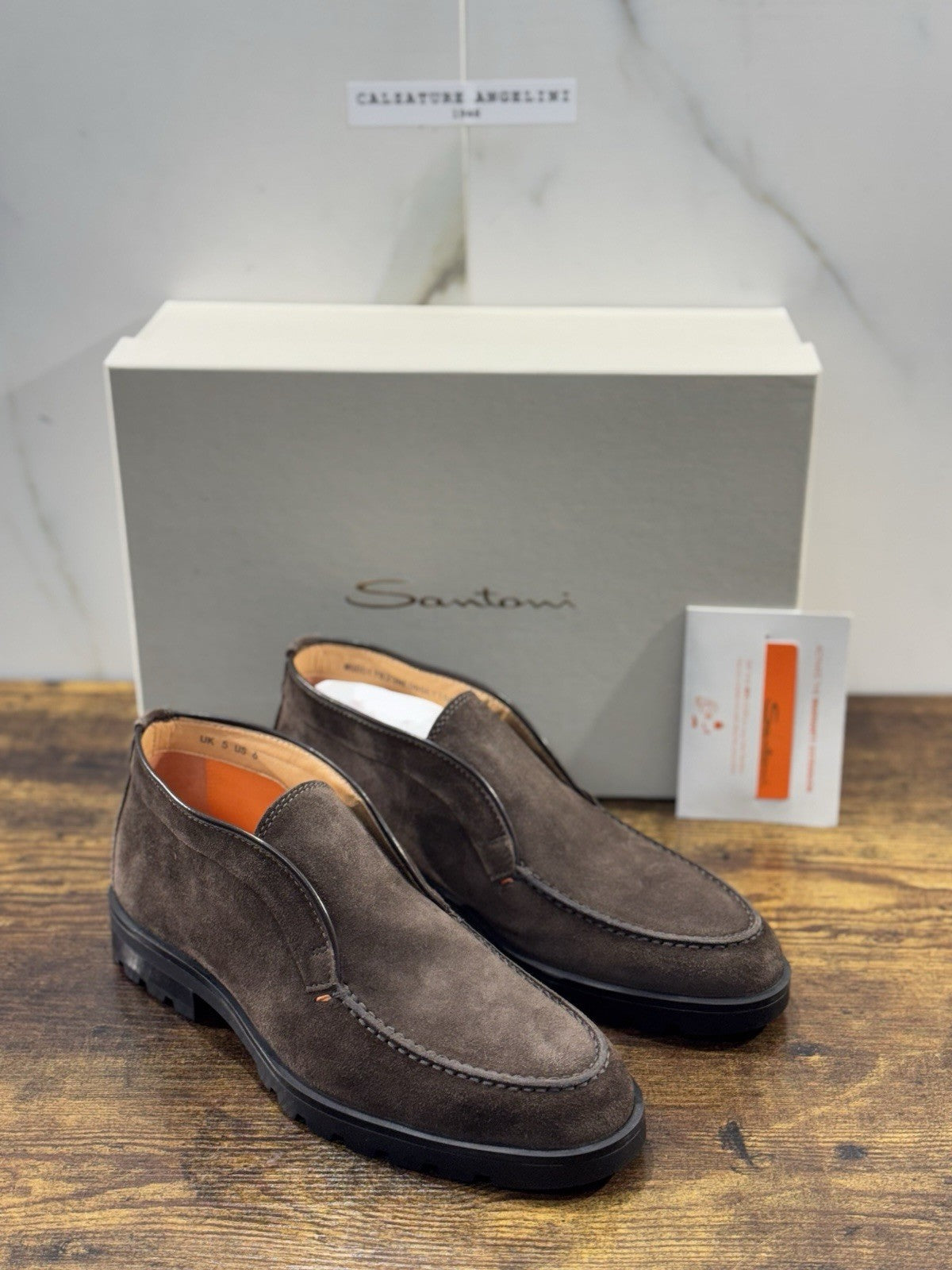 Santoni Polacco Open Walk Suede Marrone  Luxury Santoni Uomo 39