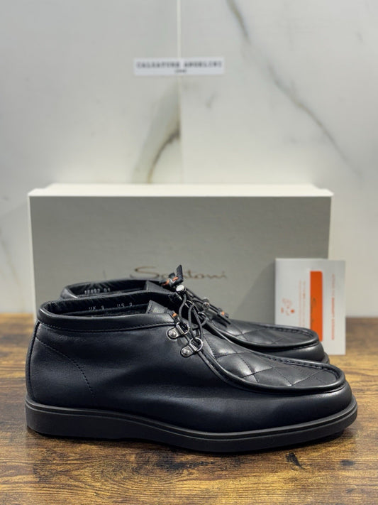 Santoni Polacco Pelle Nera Custom Made LimitedLuxury Men Santoni Shoes  Uomo 42