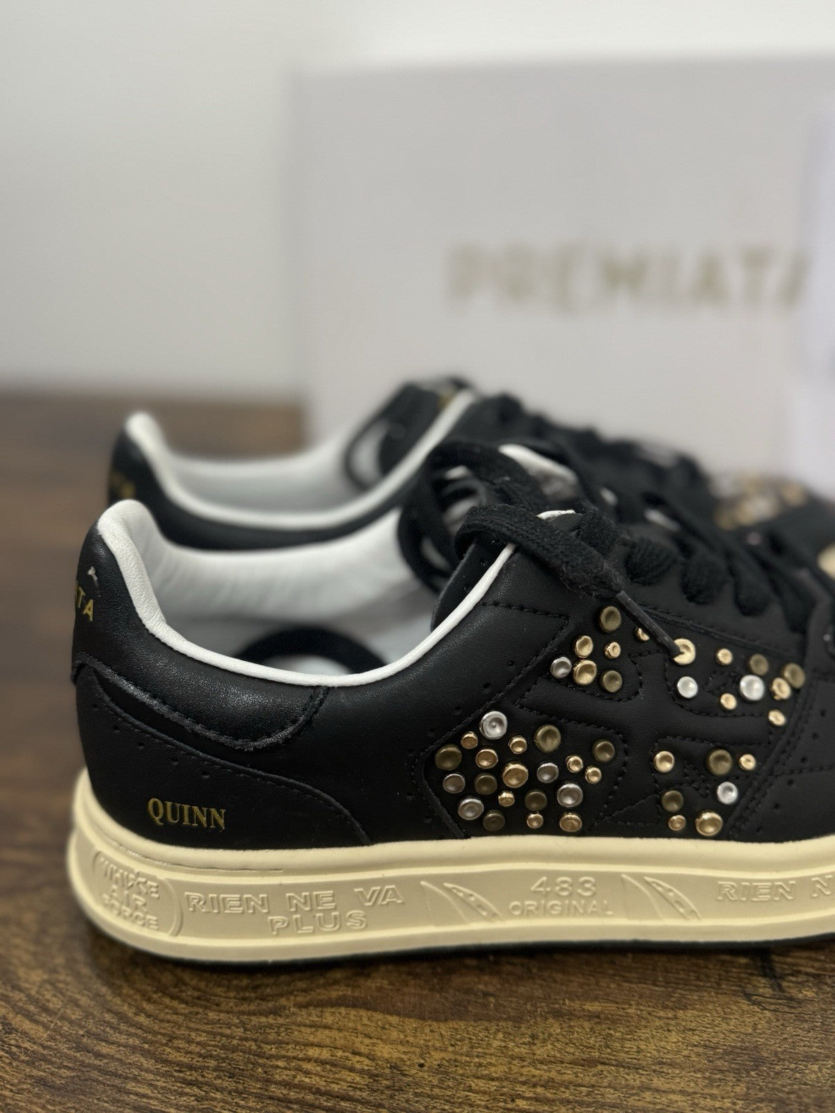 Premiata Quinn    Sneaker Pelle  Nera Borchie Casual Premiata Scarpa Donna 37