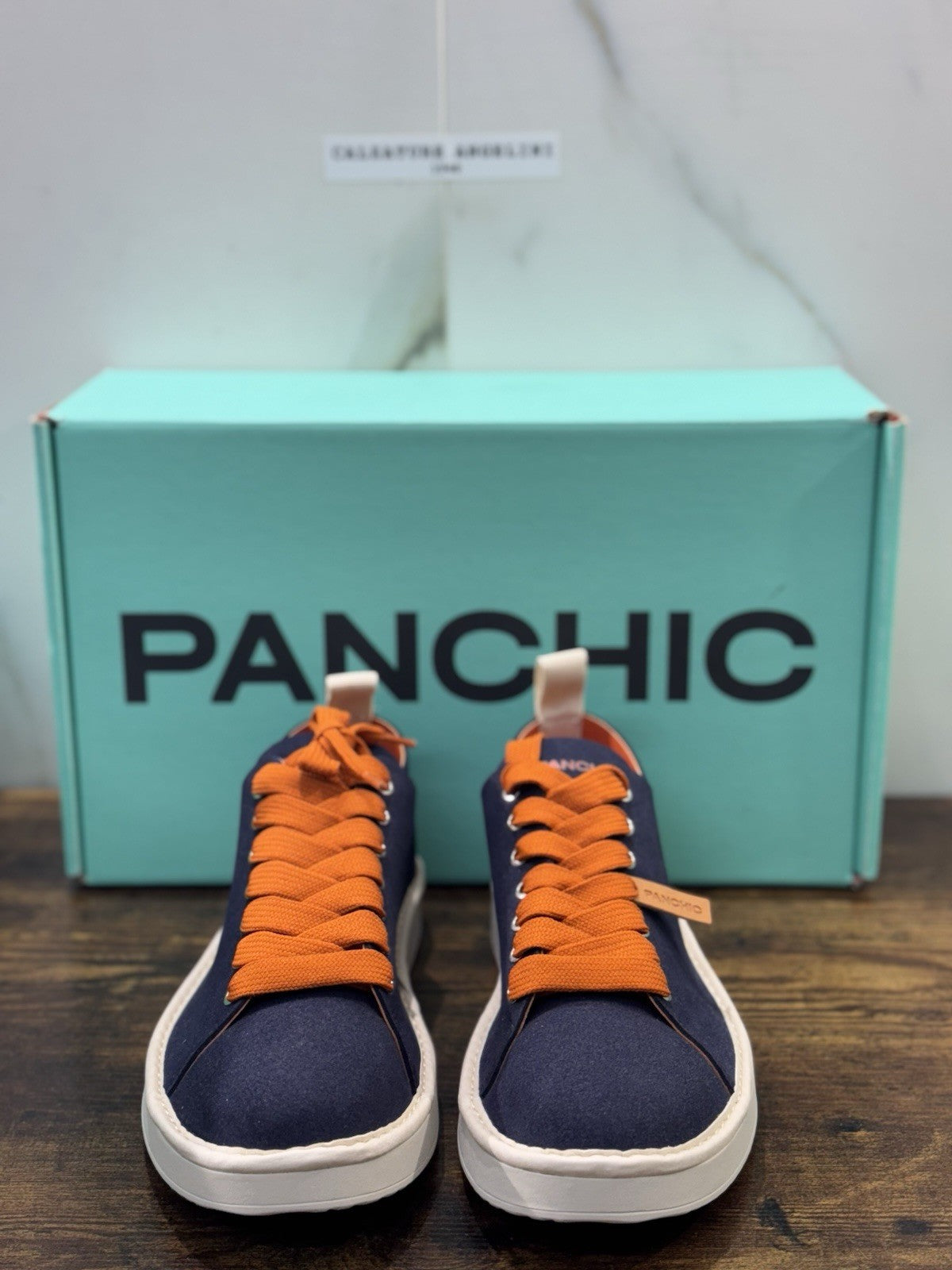 Panchic Lace Up Scarpa Suede Microfibra  Blu Casual Uomo 41