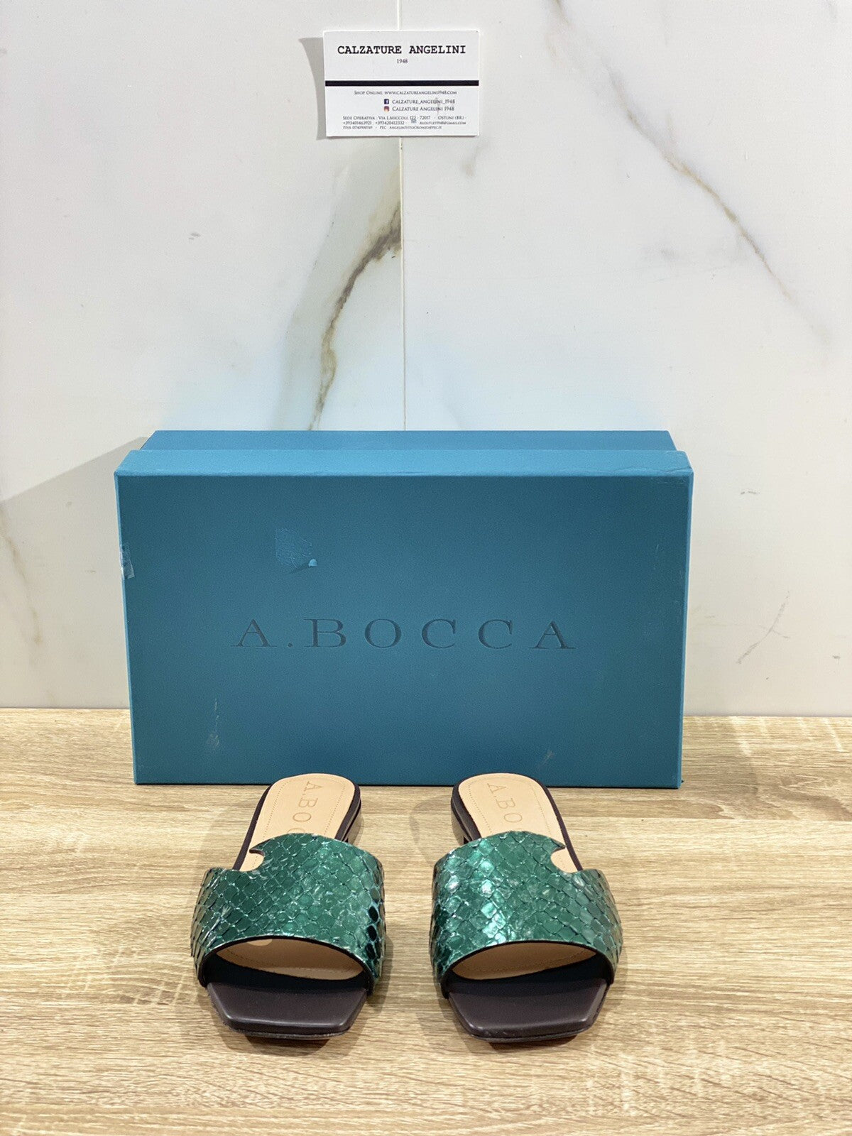 A.bocca Sandalo Donna AB2102 In Pelle Verde  Luxury Sandal Woman 37