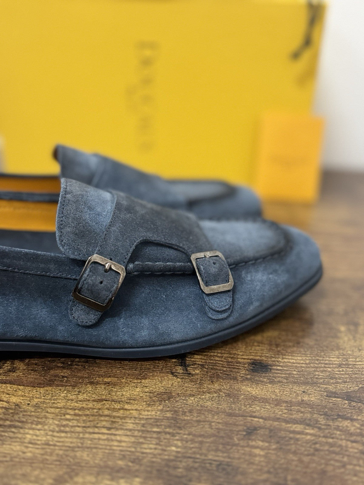 Doucal’s  Mocassino Doppia Fibbia Suede Blu  Flexible  Casual Scarpa Uomo 41
