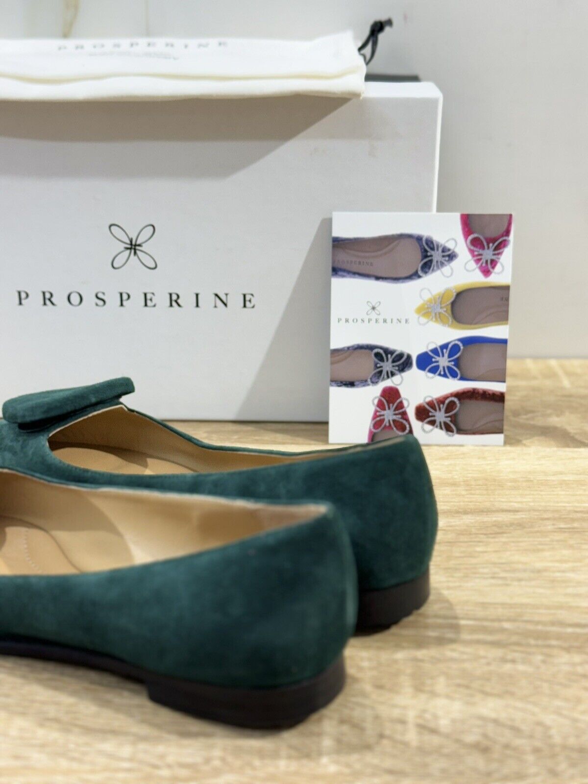 Prosperine Ballerina  donna in Suede Verde      luxury made in italy 36.5