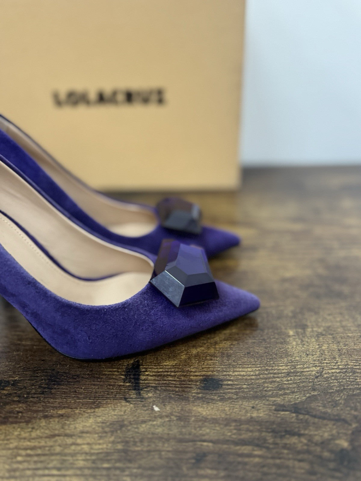 Lola Cruz Décolleté Pelle Suede  Viola Tacco Casual Donna 36