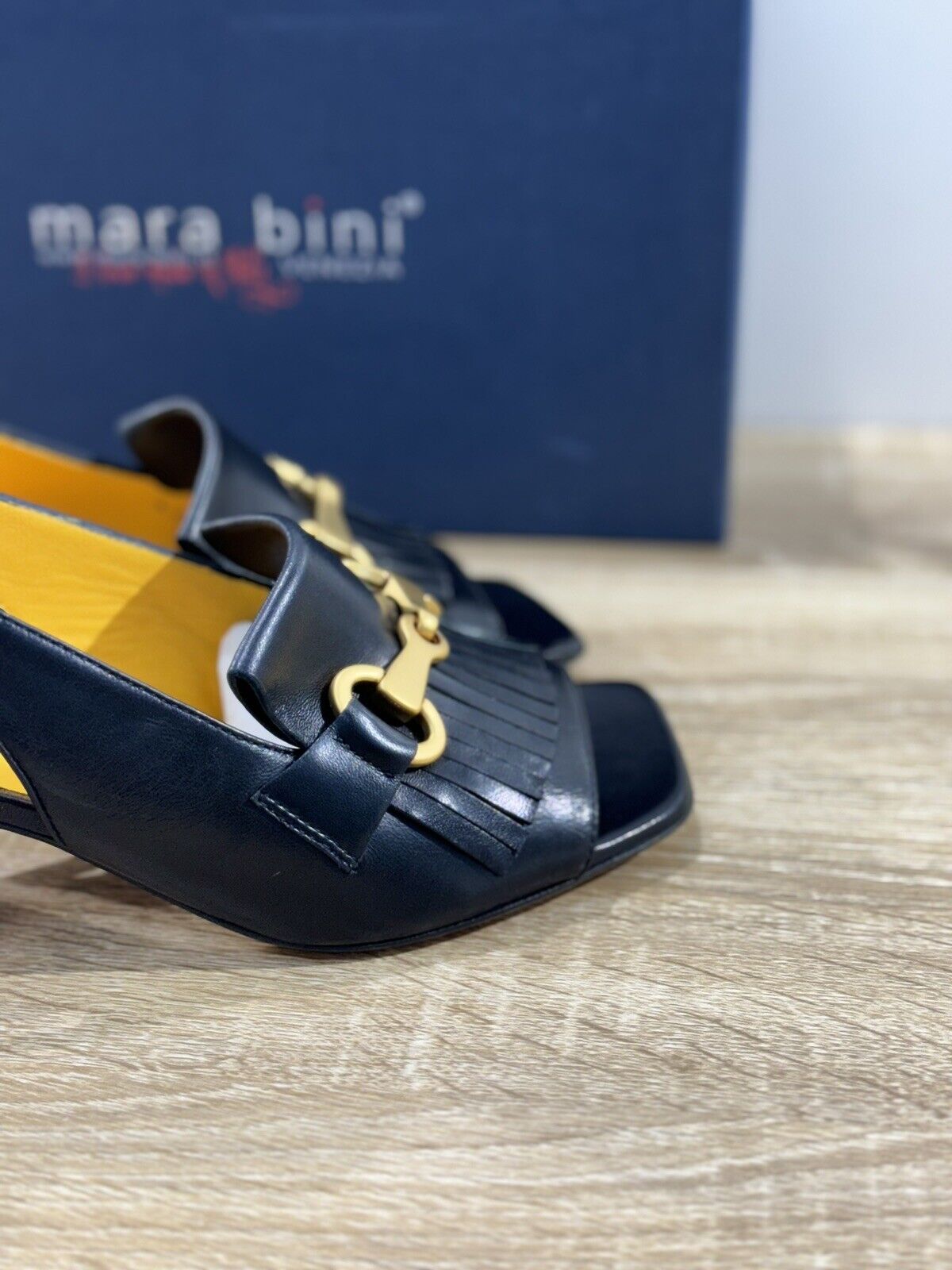 Mara Bini Sling Back    Donna Pelle Nera  Con Tacco Handmade Sacchetto 36