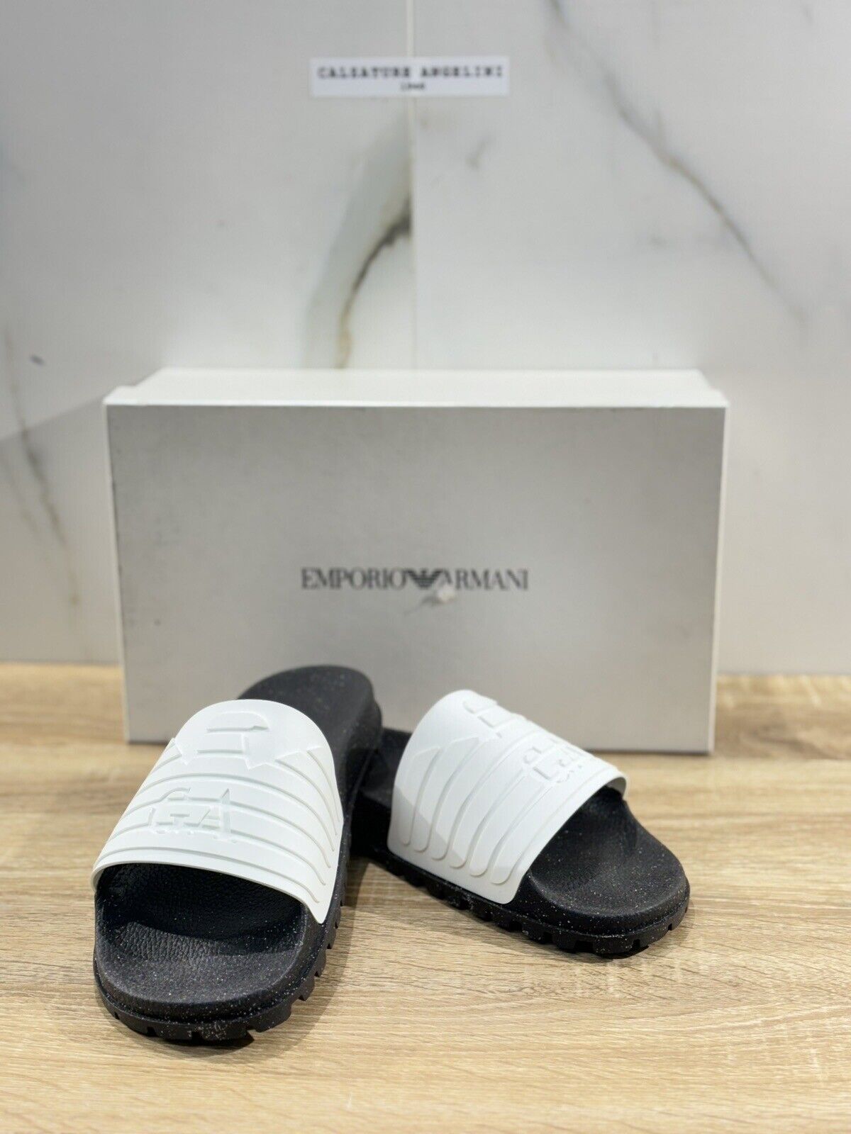 Emporio Armani Sandalo Uomo Ciabatta Bianco Gomma Luxury Slide Armani 42